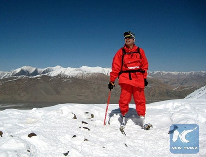  Ông Xia Boyu chinh phục thành công đỉnh Everest. (Nguồn: Xinhua)