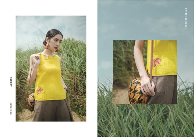 Hình ảnh những chú cá cờ quẫy nước tung tăng trong ký ức ùa về trở thành họa tiết điểm nhấn cho chiếc áo