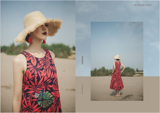 Họa tiết hoa lá được nhà thiết kế khai thác triệt để, làm nổi bật hương sắc mùa hè.