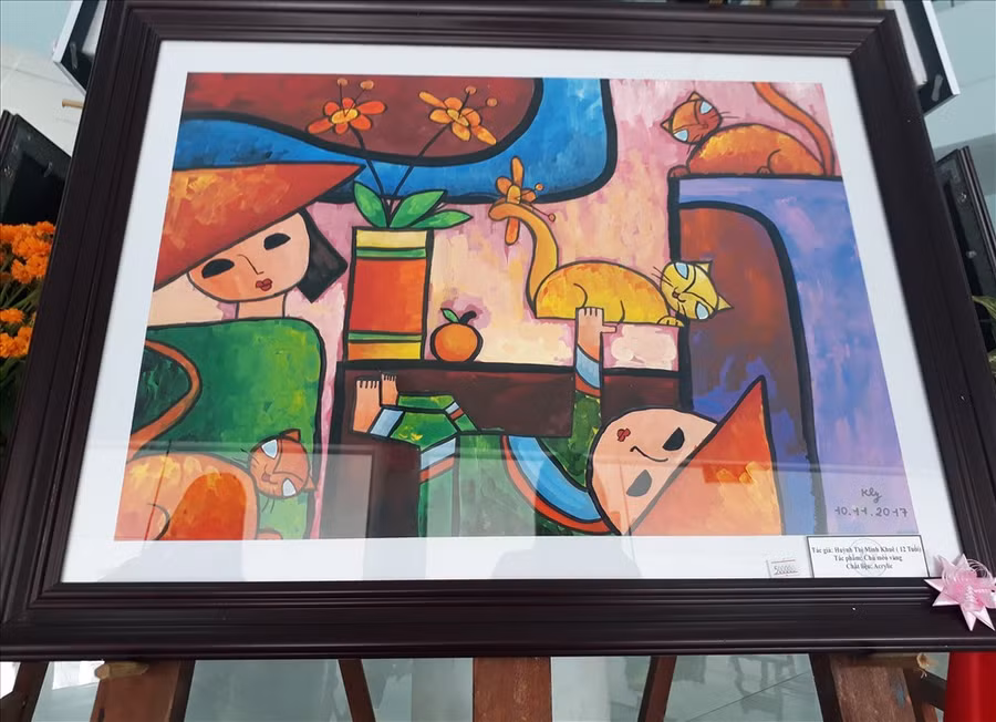 Bức tranh được bé Huỳnh Thị Minh Khuê (12 tuổi) vẽ như một họa sĩ thực thụ.