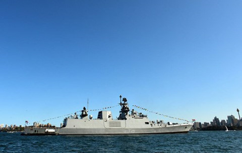 Tàu khu trục tàng hình của Hải quân Ấn Độ INS Sahyadri.