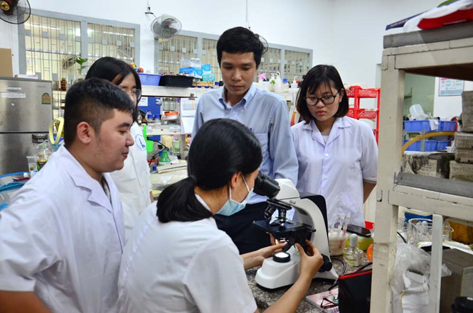 Anh Long hướng dẫn sinh viên nghiên cứu. Anh Long hướng dẫn sinh viên nghiên cứu.