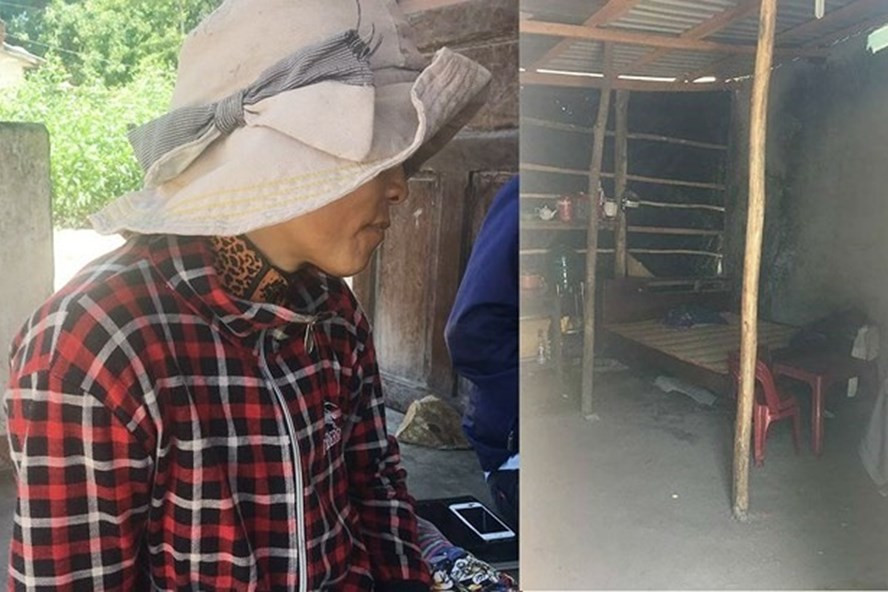 Bà K và chiếc giường nơi đặt bé trai sau khi được sinh ra - Ảnh: Vietnamnet