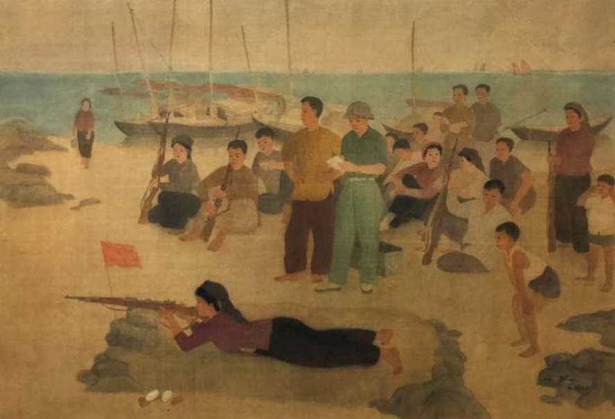 Tác phẩm “Bắn tập” (Nguyễn Thụ). Ảnh: Nguồn Báo Hà Nội mới Tác phẩm “Bắn tập” (Nguyễn Thụ). Ảnh: Nguồn Báo Hà Nội mới