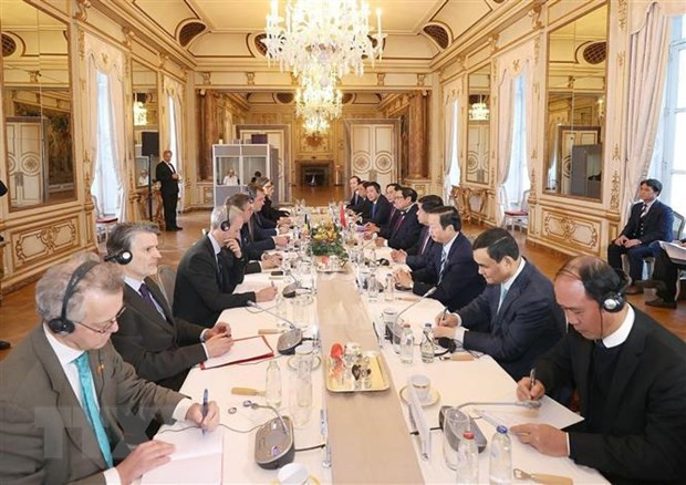 Thủ tướng Chính phủ Phạm Minh Chính và Thủ tướng Vương quốc Bỉ Alexander De Croo hội đàm. (Ảnh: Dương Giang/TTXVN)