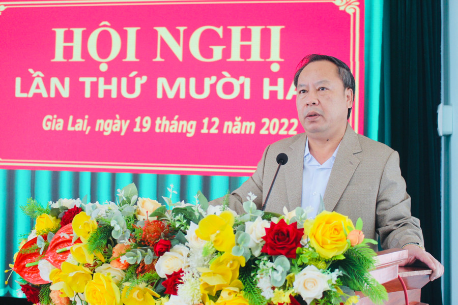 Phó Bí thư Thường trực Tỉnh ủy Châu Ngọc Tuấn phát biểu chỉ đạo hội nghị. Ảnh: Phan Lài