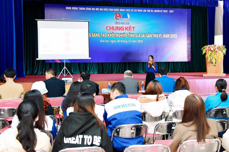 Quang cảnh cuộc thi Ý tưởng sáng tạo khởi nghiệp tỉnh Gia Lai lần thứ VI-năm 2022. Ảnh: Đức Thụy