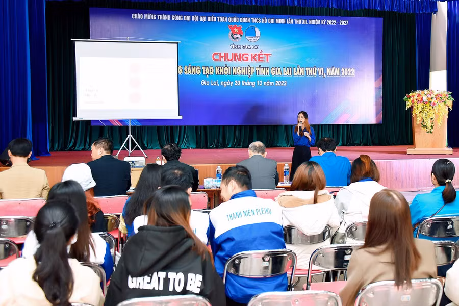 Quang cảnh cuộc thi Ý tưởng sáng tạo khởi nghiệp tỉnh Gia Lai lần thứ VI-năm 2022. Ảnh: Đức Thụy