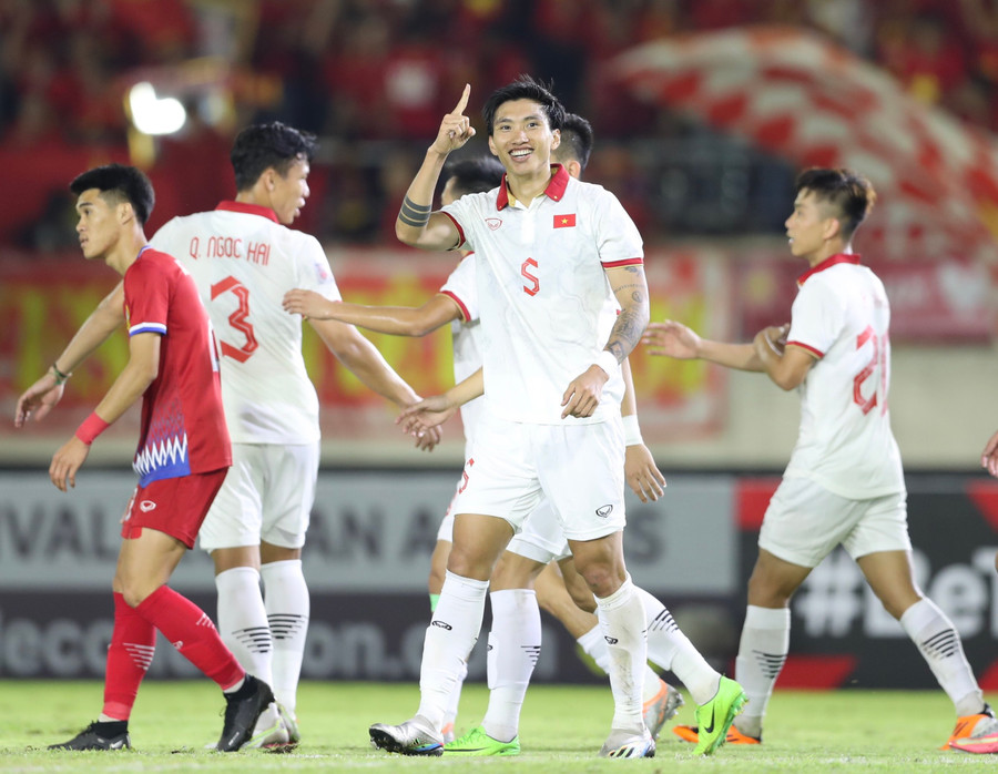 Đội tuyển Việt Nam đã có chiến thắng tương đối dễ dàng trên sân khách. Ảnh: Tuấn Hữu