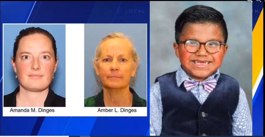 Amanda Dinges cùng mẹ là bà Amber Dinges bị cáo buộc bắt cóc một cậu bé 5 tuổi. Ảnh chụp màn hình kiro7.com