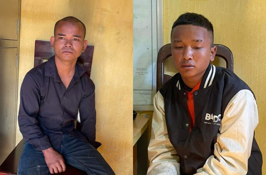 Đối tượng Hlă (bìa trái) và Hloan. Ảnh: Công an huyện Chư Sê cung cấp