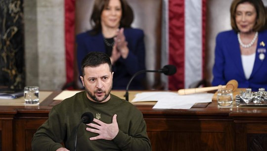 Tổng thống Ukraine Zelensky phát biểu trước Quốc hội Mỹ. (Nguồn: CBS News)