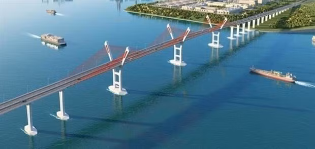 Cầu Bến Rừng bắc qua sông Đá Bạch, Hải Phòng có tổng mức đầu tư gần 2.000 tỷ đồng, trong đó nguồn vốn ngân sách Trung ương 1.100 tỷ đồng. (Ảnh: Hoàng Ngọc/TTXVN)