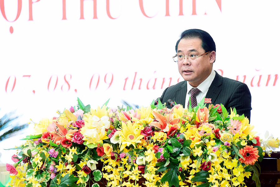 Phó Chủ tịch UBND tỉnh Hồ Phước Thành báo cáo tình hình thực hiện nhiệm vụ năm 2022 và triển khai nhiệm vụ công tác 2023. Ảnh: Đức Thụy