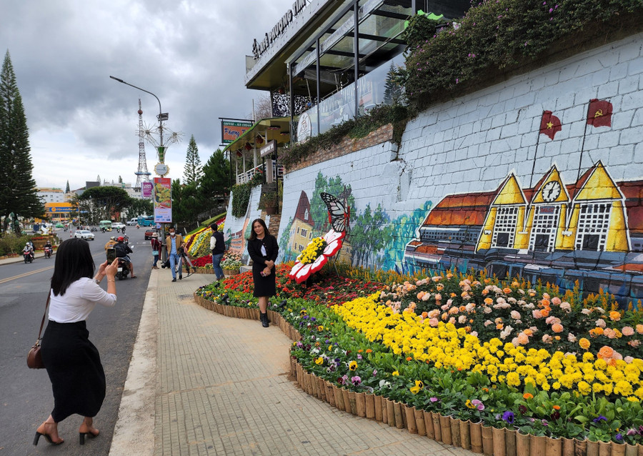 Không gian hoa đường Lê Đại Hành. Ảnh: Lâm Viên