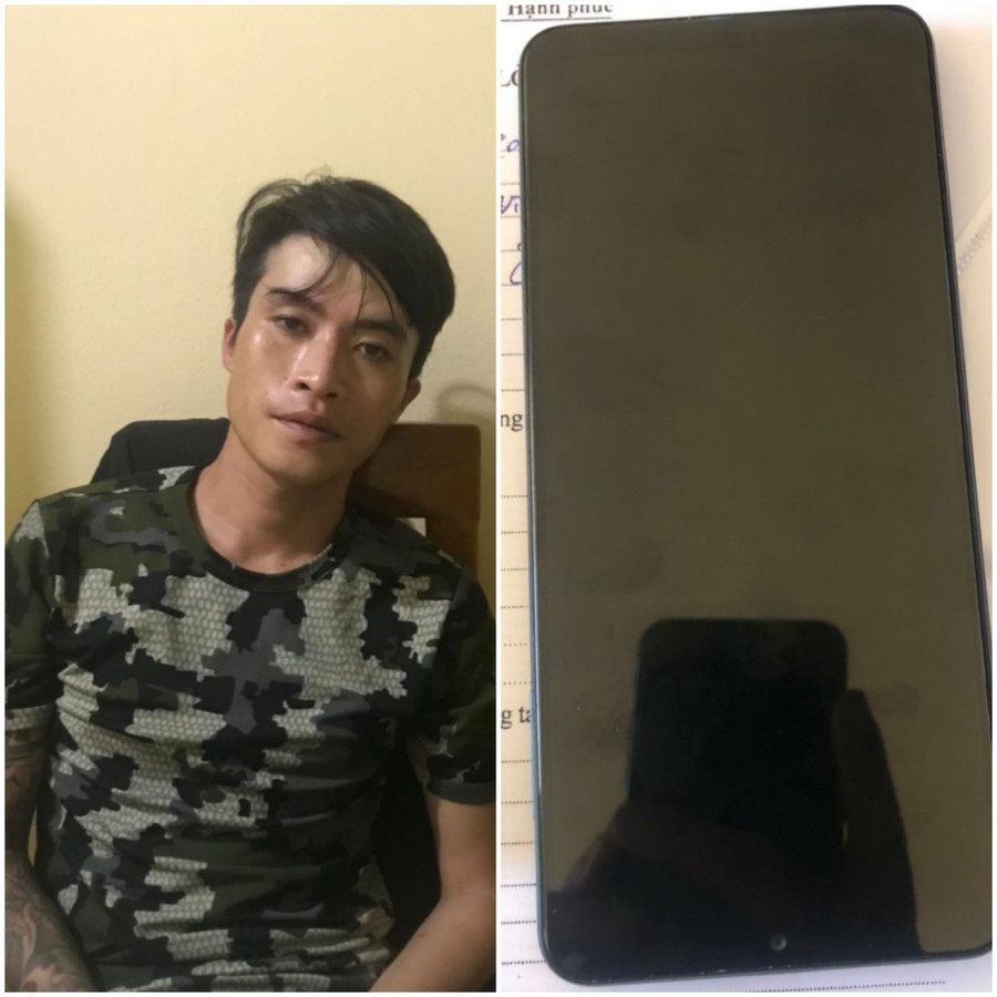 Đối tượng Nhật cùng tang vật vụ án. Ảnh: Lê Anh