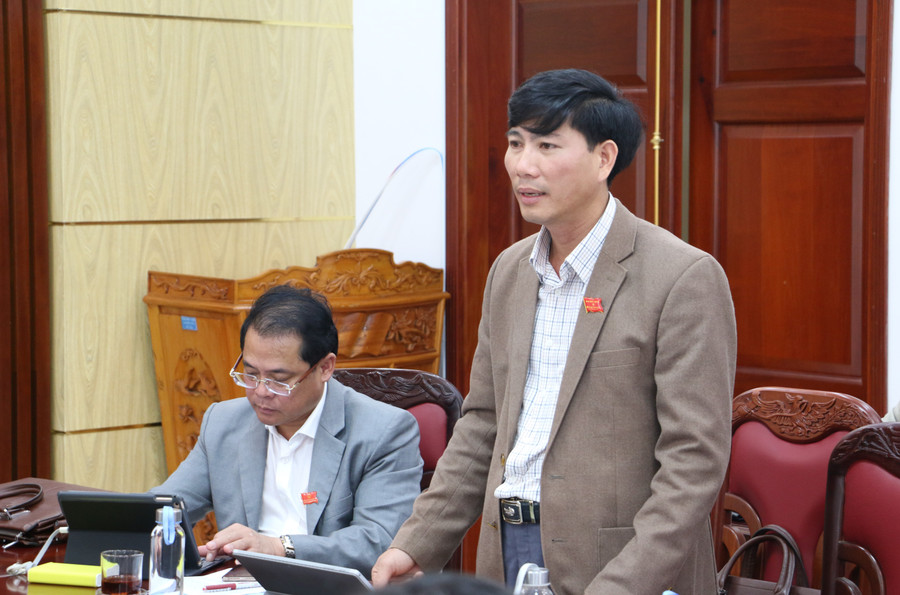 Đại biểu Trần Đình Hiệp-Bí thư Huyện ủy Mang Yang nêu ý kiến. Ảnh: Quang Tấn