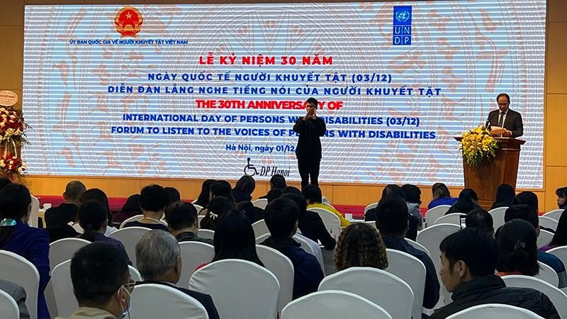Toàn cảnh Lễ kỷ niệm 30 năm Ngày Quốc tế về người khuyết tật được tổ chức tại Hà Nội vào ngày 1-12. Ảnh nguồn NDO Toàn cảnh Lễ kỷ niệm 30 năm Ngày Quốc tế về người khuyết tật được tổ chức tại Hà Nội vào ngày 1-12. Ảnh nguồn NDO