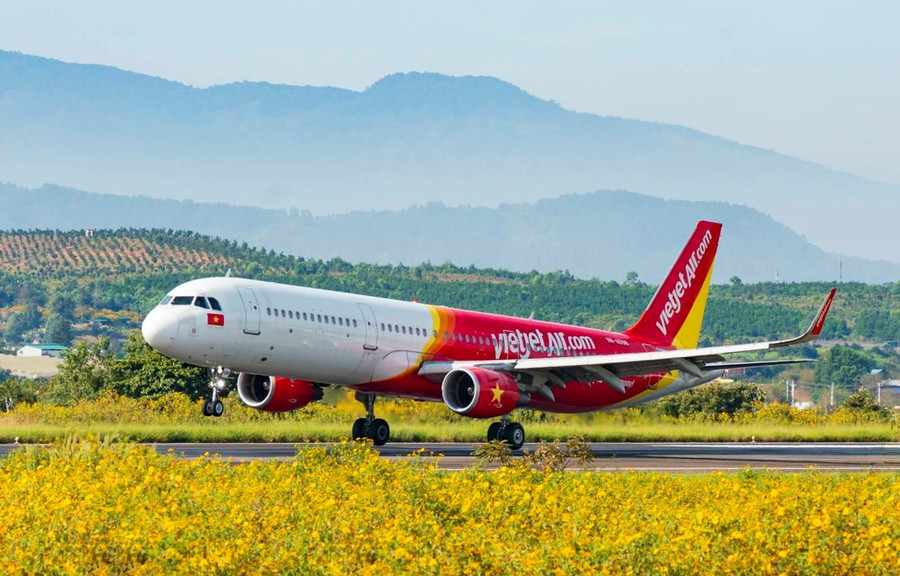 Hãng hàng không Vietjet hiện đang khai thác 12 đường bay thẳng từ Việt Nam đến Hàn Quốc. Ảnh: CTV/Vietnam+