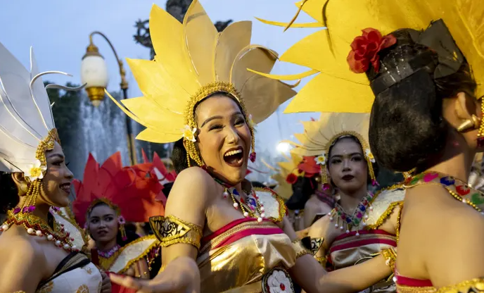 Đón năm mới ở Bali, Indonesia. Ảnh: EPA-EFE
