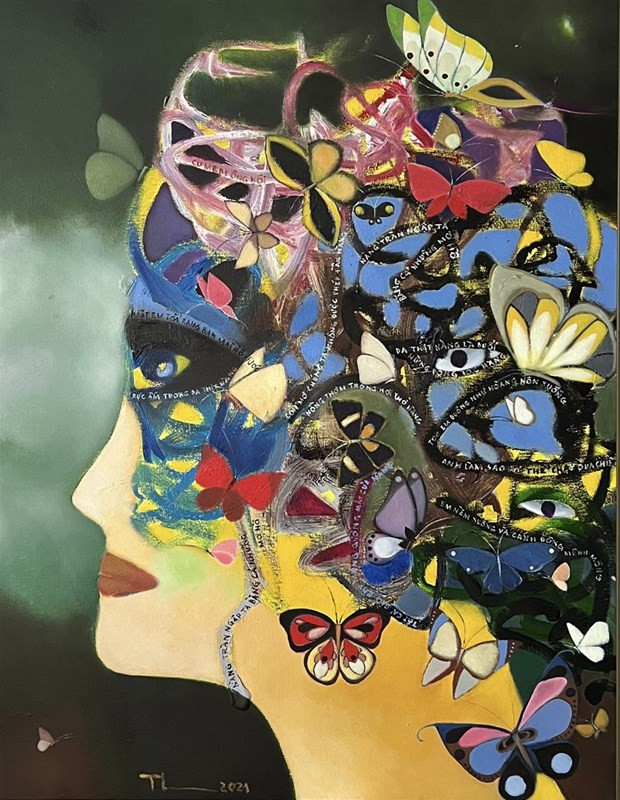 Tranh của Chủ tịch Hội Nhà văn, nhà thơ Nguyễn Quang Thiều. (Ảnh: BTC)