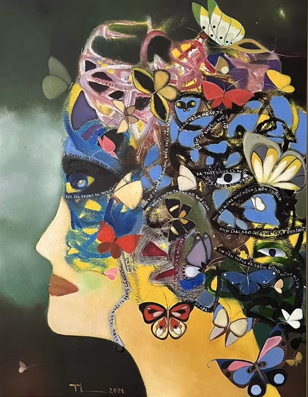 Tranh của Chủ tịch Hội Nhà văn, nhà thơ Nguyễn Quang Thiều. (Ảnh: BTC)