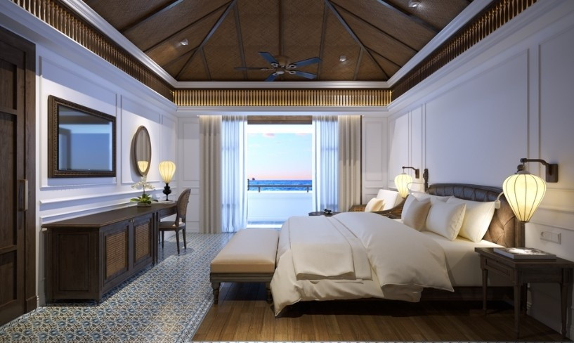 Những căn phòng có thiết kế phong cách Đông Dương với tầm nhìn biển khơi. Ảnh: The Anam Những căn phòng có thiết kế phong cách Đông Dương với tầm nhìn biển khơi. Ảnh: The Anam