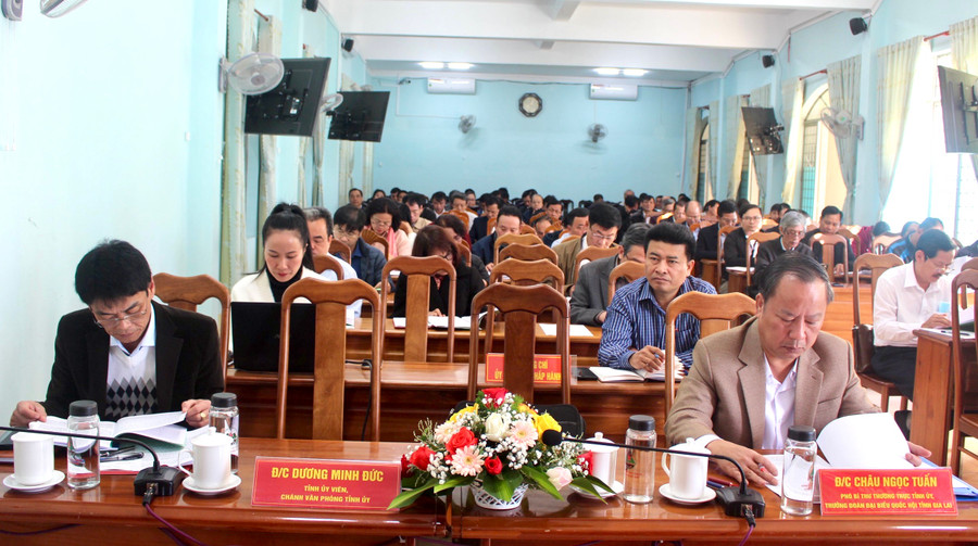 Các đại biểu tham dự hội nghị lần thứ 12 của Ban Chấp hành Đảng Khối các Cơ quan và Doanh nghiệp tỉnh. Ảnh: Phan Lài