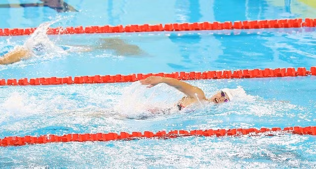 Ánh Viên phá kỷ lục nội dung 100m tự do tại Đại hội Thể thao toàn quốc 2022. Ảnh: Đăng Huy