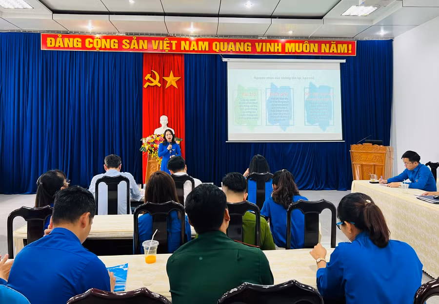 Quang cảnh hội thi báo cáo viên giỏi cấp tỉnh của Đoàn năm 2022. Ảnh: Phan Lài