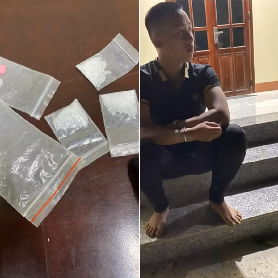 Đối tượng Ninh Công Tài và tang vật. Ảnh: Công an huyện Phú Thiện cung cấp