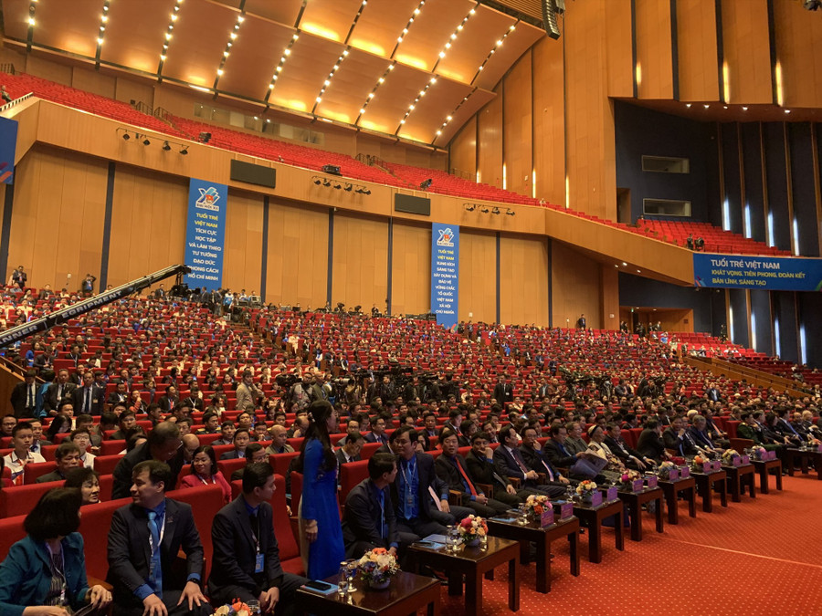 Đại hội Đoàn toàn quốc lần thứ XII họp phiên trọng thể. Ảnh: Đức Vũ