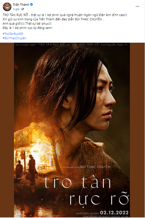  Bài đăng của Trấn Thành sau khi cảm nhận bộ phim 
