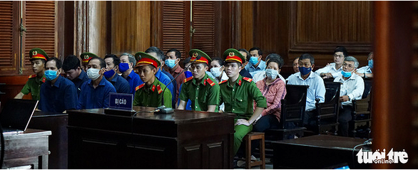 Các bị cáo tại tòa - Ảnh: TUYẾT MAI