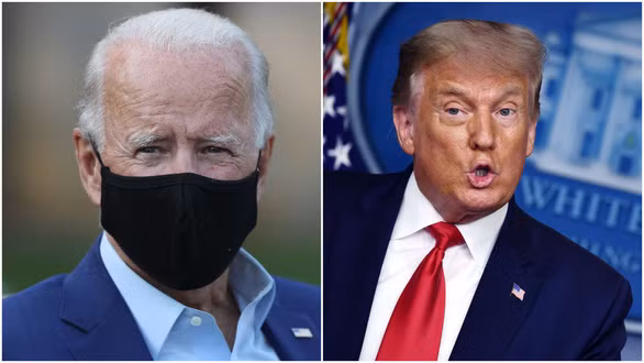 Người dùng Internet ở Mỹ quan tâm đến ông Trump gấp 5 lần hơn ông Biden (trái) - Ảnh: AFP