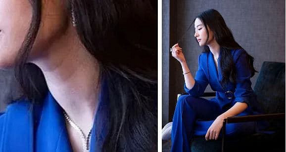 Đáng chú ý là vùng cổ của Lưu Diệc Phi lộ nhiều nếp nhăn và chưa được chỉnh sửa kỹ càng.