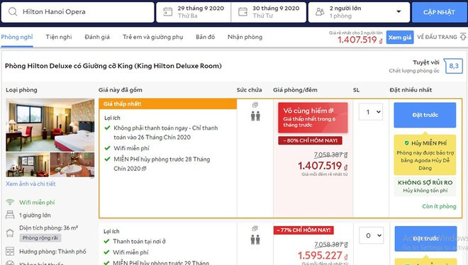 Một số khách sạn 5 sao Hà Nội giảm giá “kịch sàn” lên đến 80% ẢNH H.BÌNH