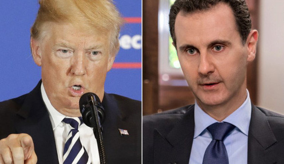  Tổng thống Mỹ Donald Trump (trái) và Tổng thống Syria Bashar al-Assad - Ảnh chụp màn hình