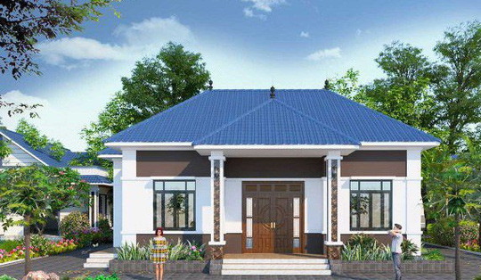 Diện tích sân vườn rộng sẽ là mẫu nhà lý tưởng dành cho những hộ gia đình ở nông thôn. Ảnh: Thietkethicongnhadep.