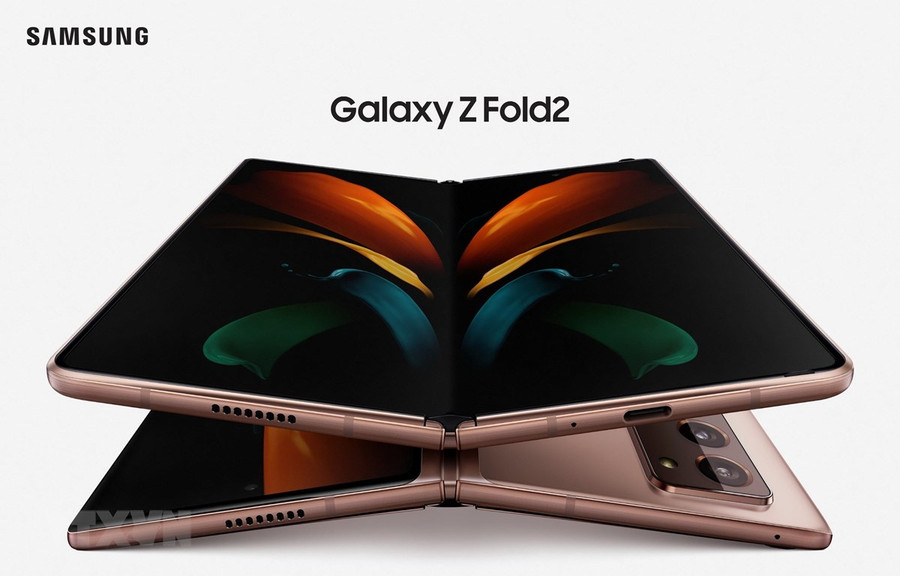 Mẫu smartphone gập mới Galaxy Z Fold 2 được Samsung giới thiệu tại sự kiện Galaxy Unpacked ngày 5/8/2020. (Ảnh: Yonhap/TTXVN)