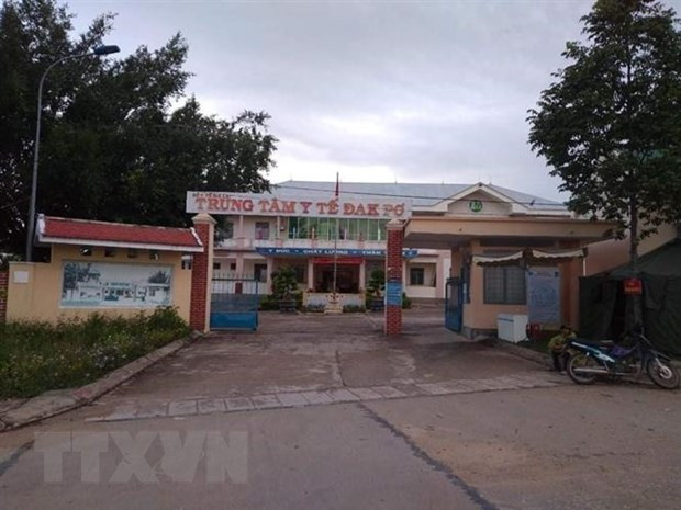 Trung tâm y tế huyện Đăk Pơ, nơi Trưởng khoa Kiểm soát bệnh tật bị kỷ luật cảnh cáo vì để phát tán hình ảnh bệnh án bệnh nhân nghi nhiễm COVID-19 gây hoang mang dư luận. (Nguồn: TTXVN phát)