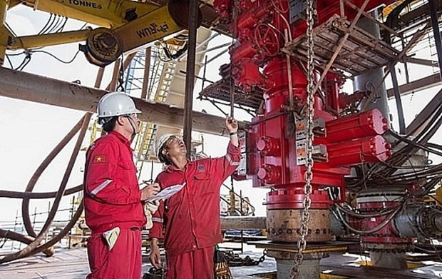  Công nhân trên các giàn khoan dầu khí. (Ảnh: PV/Vietnam+)