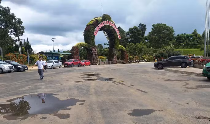 Vườn hoa thành phố cũng không có du khách tham quan.