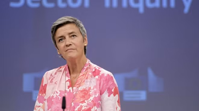 Bà Margrethe Vestager trong một cuộc phỏng vấn ở Bỉ ẢNH CHỤP MÀN HÌNH CNBC