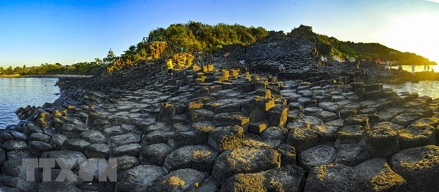 Ghềnh Đá Đĩa - một điểm tham quan nổi tiếng của Phú Yên. (Ảnh: Minh Đức/TTXVN)