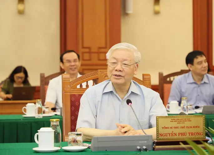 Tổng Bí thư, Chủ tịch nước Nguyễn Phú Trọng phát biểu tại buổi làm việcẢnh: Nguyễn Nam