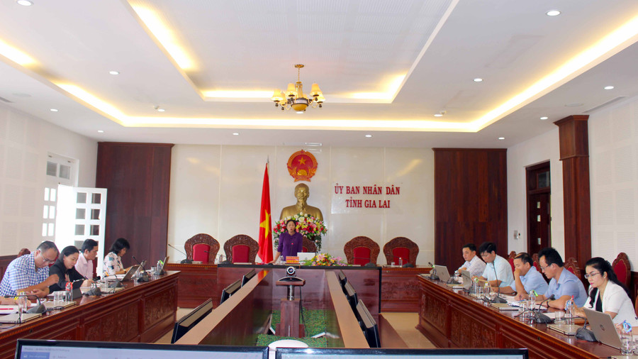 Toàn cảnh cuộc họp Ban tổ chức Đại hội Thi đua yêu nước tỉnh Gia Lai lần thứ X. Ảnh: Phan Lài