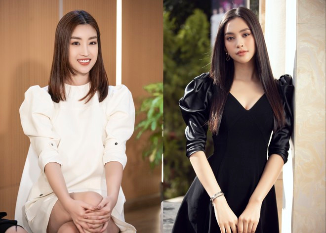 Hoa hậu Đỗ Mỹ Linh và Tiểu Vy thoải mái chia sẻ về chuyện tình cảm của mình ẢNH: BTC