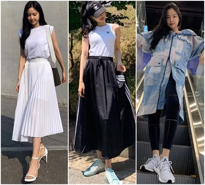 Tuy nhiên, Son Naeun không chỉ nổi bật với quần legging áo thun mà còn gây chú ý khi mặc nhiều loại quần áo khác. Cô vẫn gây ấn tượng dù trong bộ cánh sang trọng dự sự kiện hay ăn diện để biểu diễn hoặc trang phục đời thường ẢNH: INSTAGRAM NV