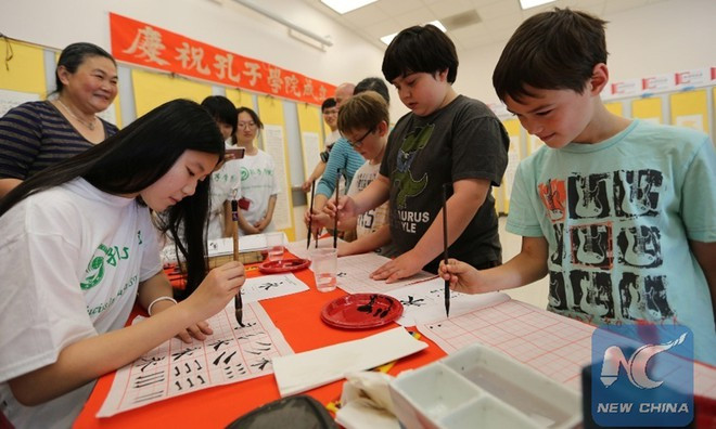 Tại một học viện Khổng Tử ở California, Mỹ - Ảnh: GlobalTimes